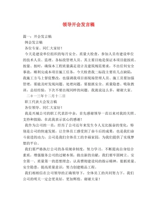 领导开会发言稿 
