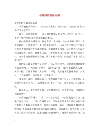 小升初的自我介绍 