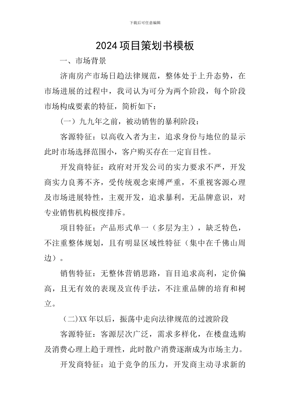 2024项目策划书模板_第1页