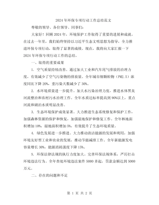 2024年环保专项行动工作总结范文 