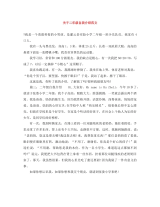 关于二年级自我介绍范文 