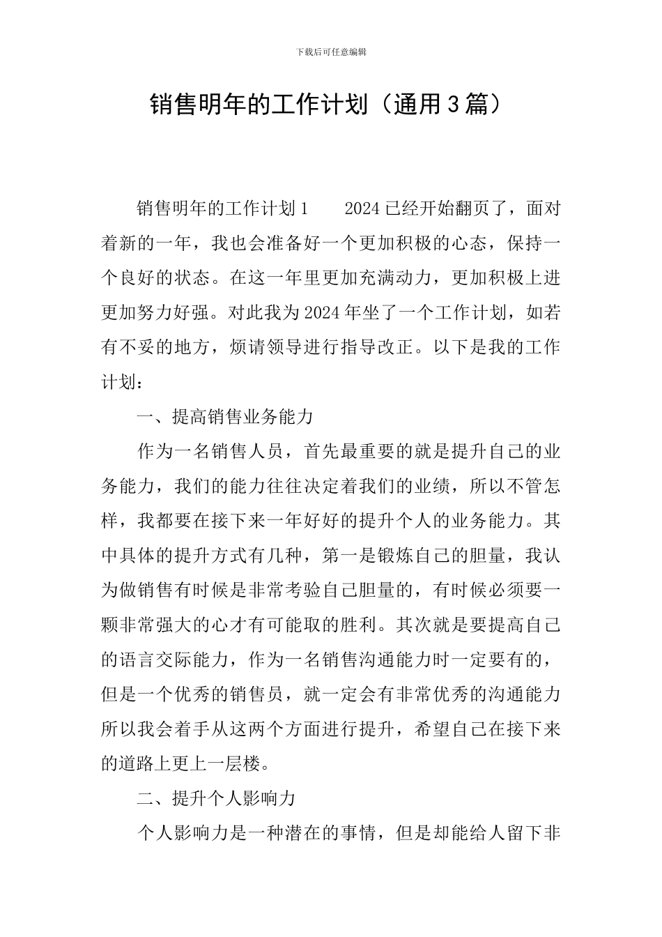 销售明年的工作计划_第1页