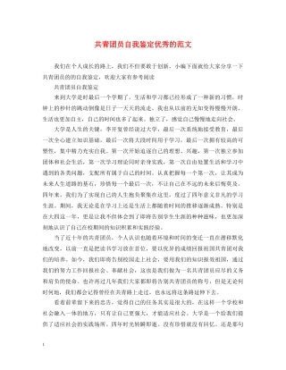 共青团员自我鉴定优秀的范文 