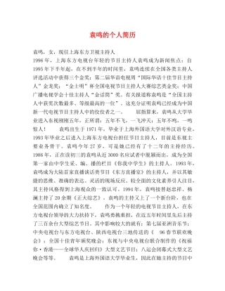 袁鸣的个人简历 