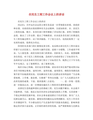 在民生工程工作会议上的讲话 