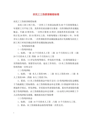 农民工工伤损害赔偿标准 