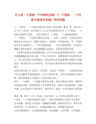 什么是一个国家一个民族的灵魂 《一个国家、一个民族不能没有灵魂》网评四篇 