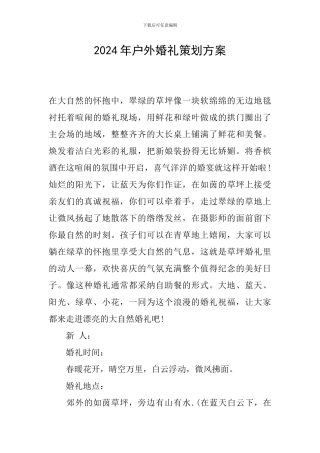 2024年户外婚礼策划方案