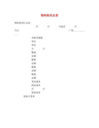 物料耗用总表 