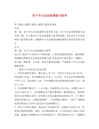 关于中小企业的调查与思考 