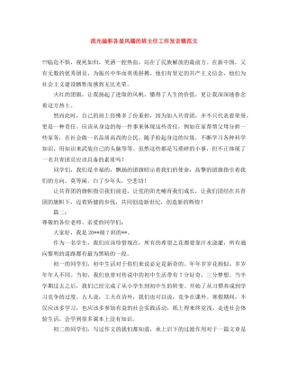 流光溢彩各显风骚的班主任工作发言稿范文 