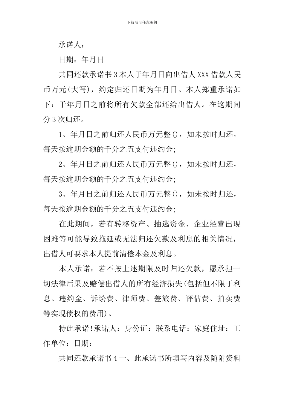 共同还款承诺书_第3页