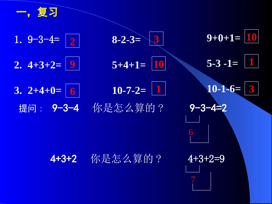人教版小学一年级数学加减混合运算课件[1]_第2页