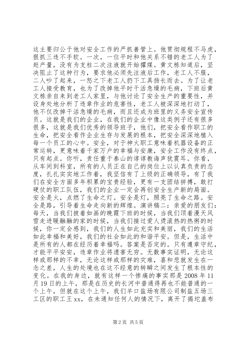关于安全生产的演讲范文_第2页