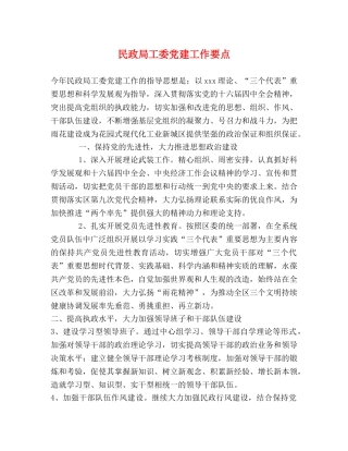 民政局工委党建工作要点 