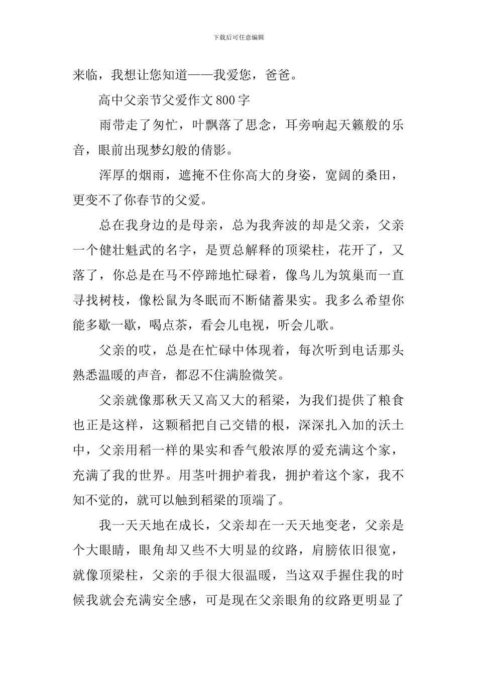 高中父亲节父爱作文800字2024_第3页