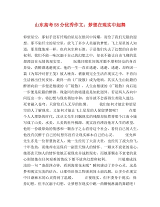 山东高考58分优秀作文梦想在现实中起舞 