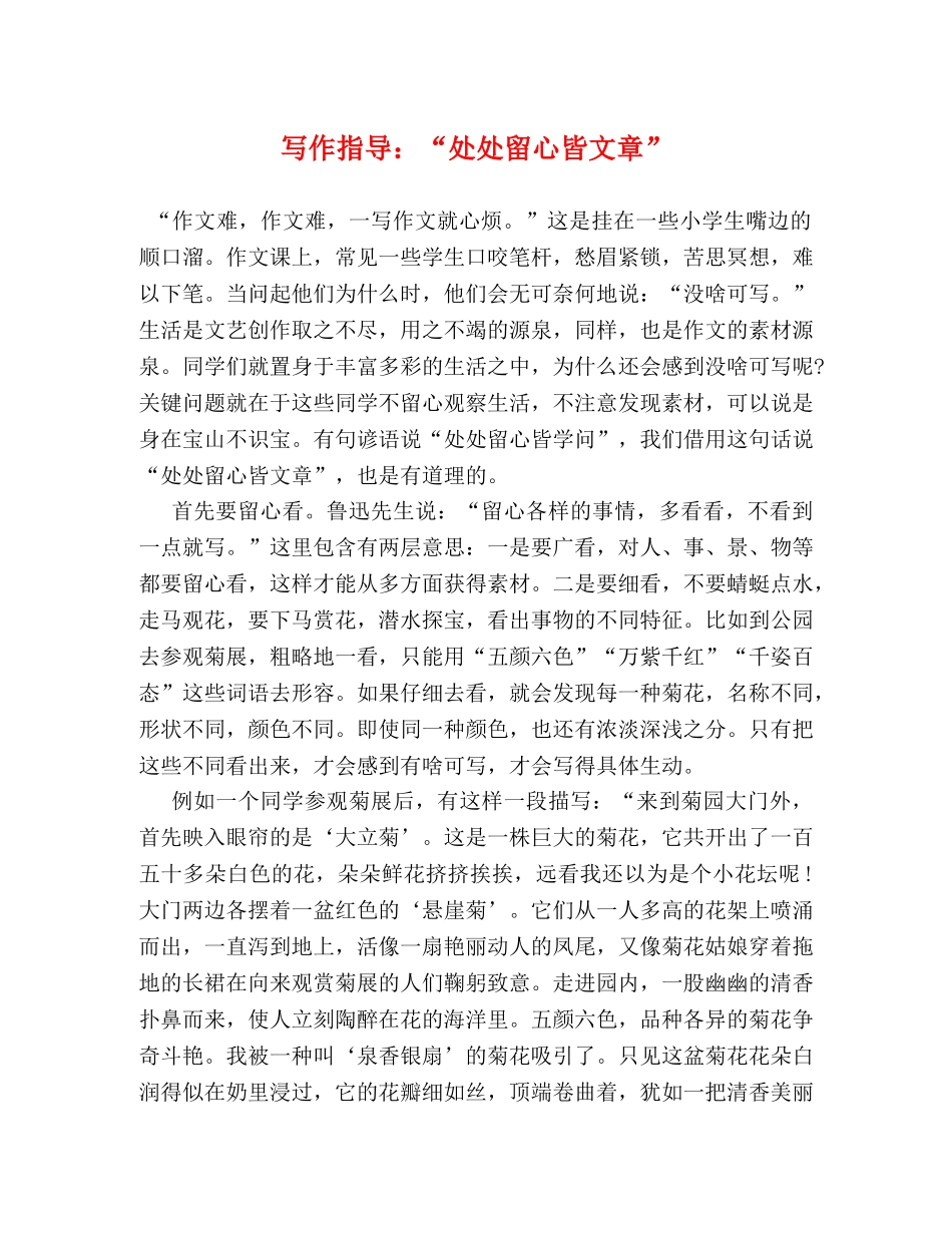 写作指导“处处留心皆文章” _第1页