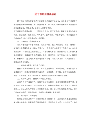 团干部培训自我鉴定 