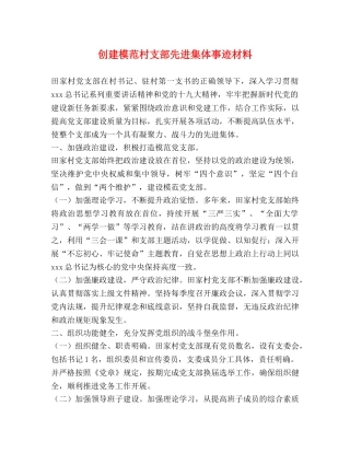 模范村支部先进集体事迹材料 