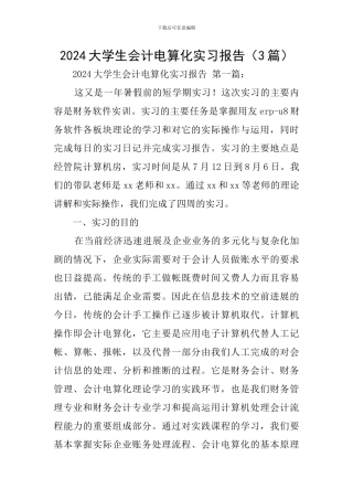 2024大学生会计电算化实习报告