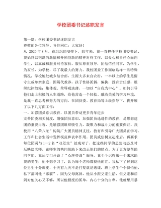 学校团委书记述职发言 