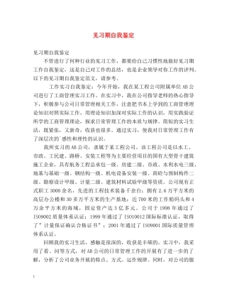 见习期自我鉴定2 