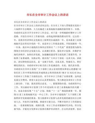市长在全市审计工作会议上的讲话2 