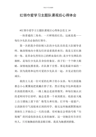 红领巾爱学习主题队课观后心得体会