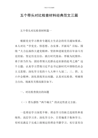 五个带头对照检查材料经典范文三篇