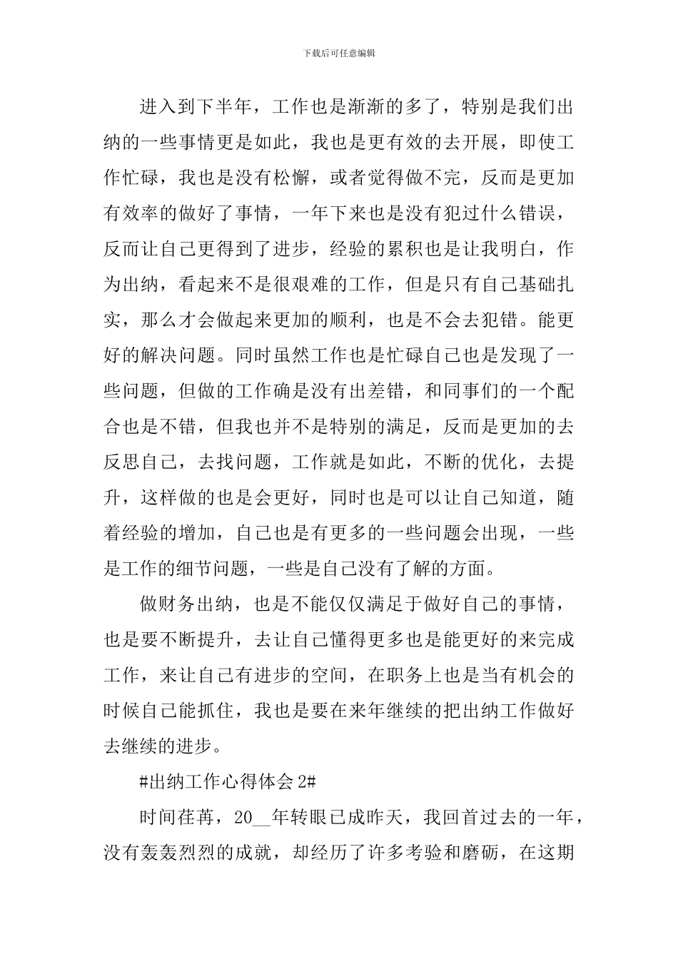 出纳工作简短总结个人心得体会5篇_第2页