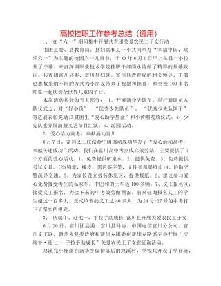 高校挂职工作参考总结（通用） 