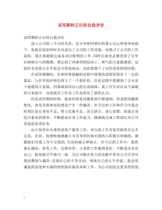 试用期转正后的自我评价 
