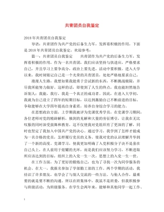 共青团员自我鉴定 (2) 