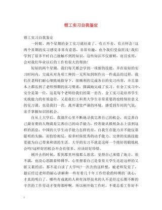 钳工实习自我鉴定 (2) 