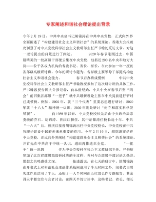 专家阐述和谐社会理论提出背景 