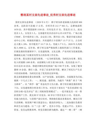 整理某村支部先进事迹_优秀村支部先进事迹 