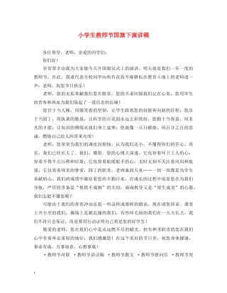 小学生教师节国旗下演讲稿 