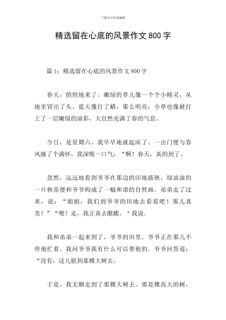 精选留在心底的风景作文800字