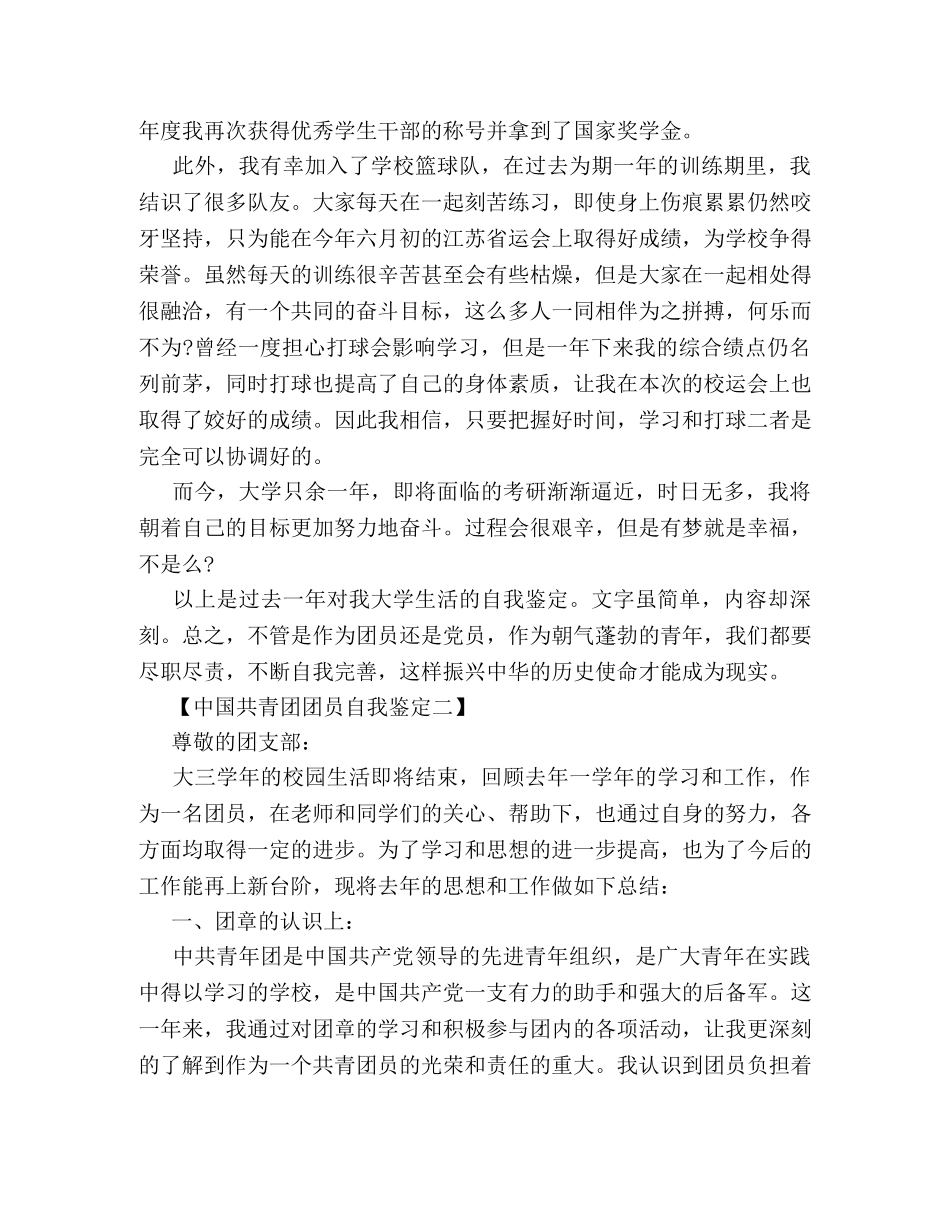 中国共青团团员自我鉴定 _第2页