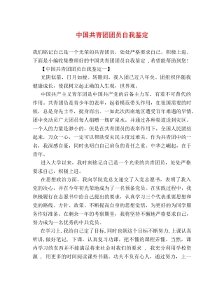 中国共青团团员自我鉴定 