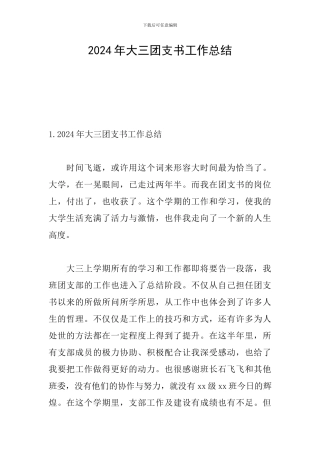 2024年大三团支书工作总结