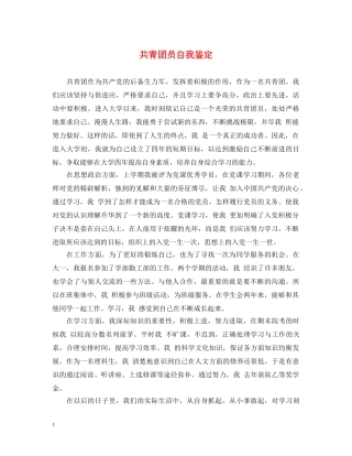 共青团员自我鉴定 