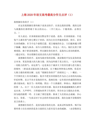 上海2024年语文高考最高分作文点评（1） 
