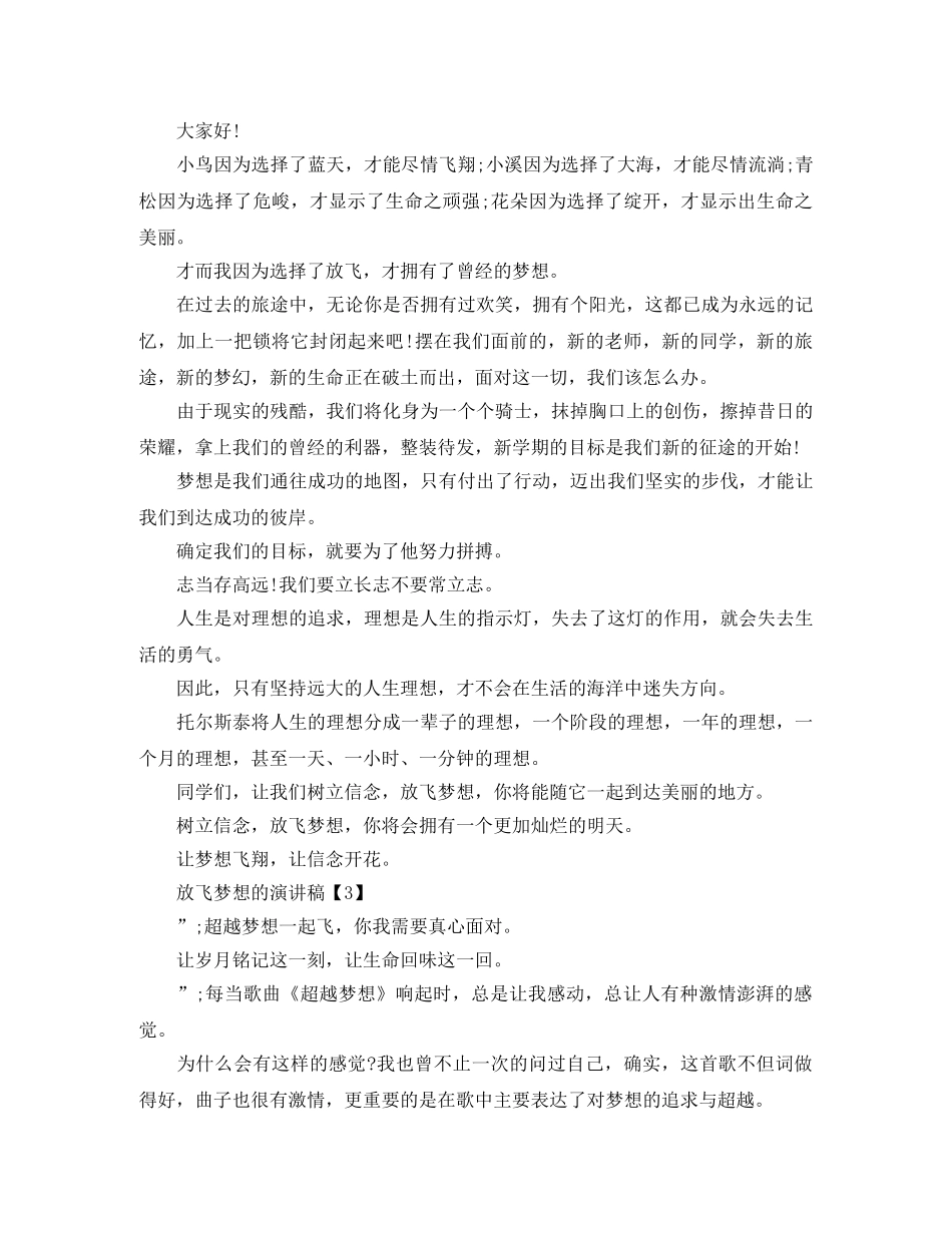 关于放飞梦想的演讲稿 _第3页