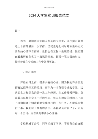 2024大学生实训报告范文