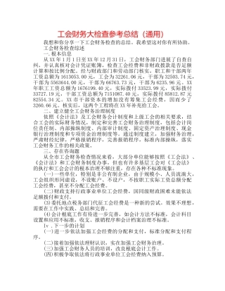 工会财务大检查参考总结（通用） 