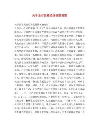 关于全市民营经济情况调查2 