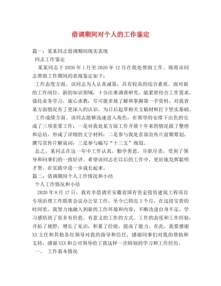 借调期间对个人的工作鉴定 