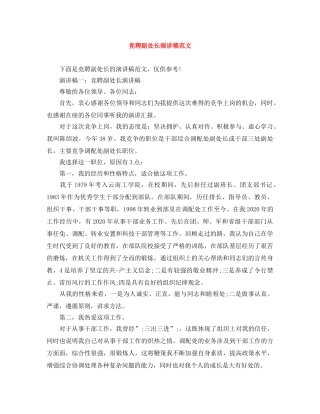 竞聘副处长演讲稿范文 